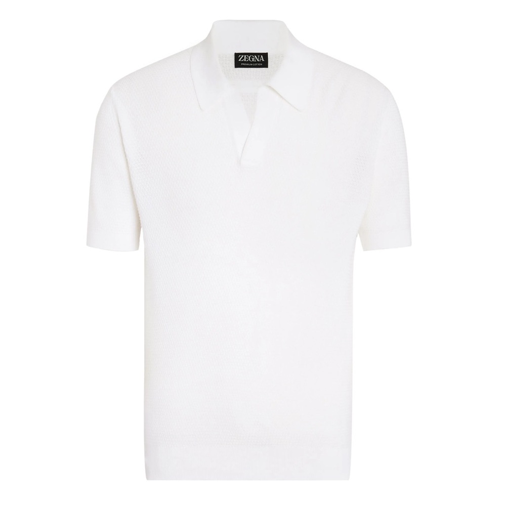 Zegna V-Neck Cotton Polo Shirt - Picture 5 of 9